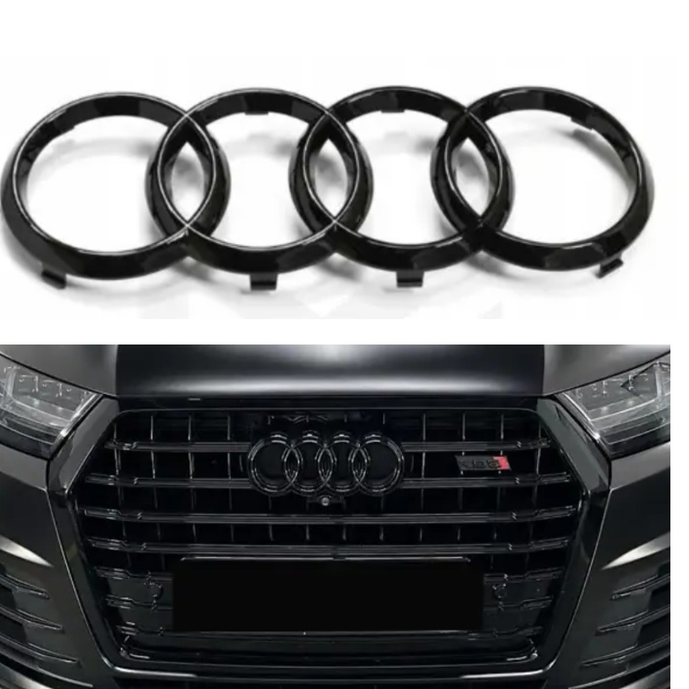 Емблема передня Audi Q7 SQ7 315*110 мм. Чорний глянець., фото 1