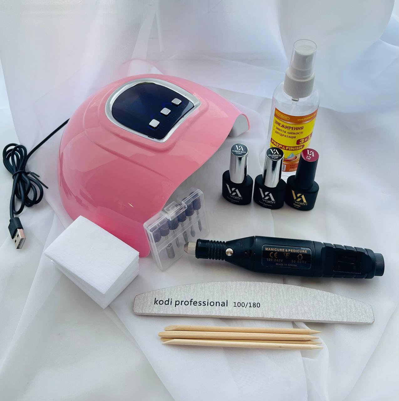 Стартовий набір для манікюру Valeri з лампою з USB дротом та фрезером-ручкою, фото 1