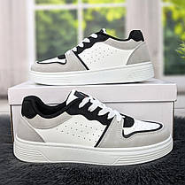 Кросівки кеди жіночі білі з сірим та чорним Swin-shoes 4439, фото 3