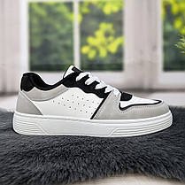 Кросівки кеди жіночі білі з сірим та чорним Swin-shoes 4439, фото 4