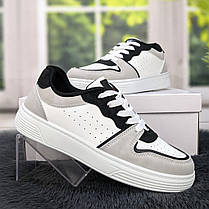 Кросівки кеди жіночі білі з сірим та чорним Swin-shoes 4439, фото 6