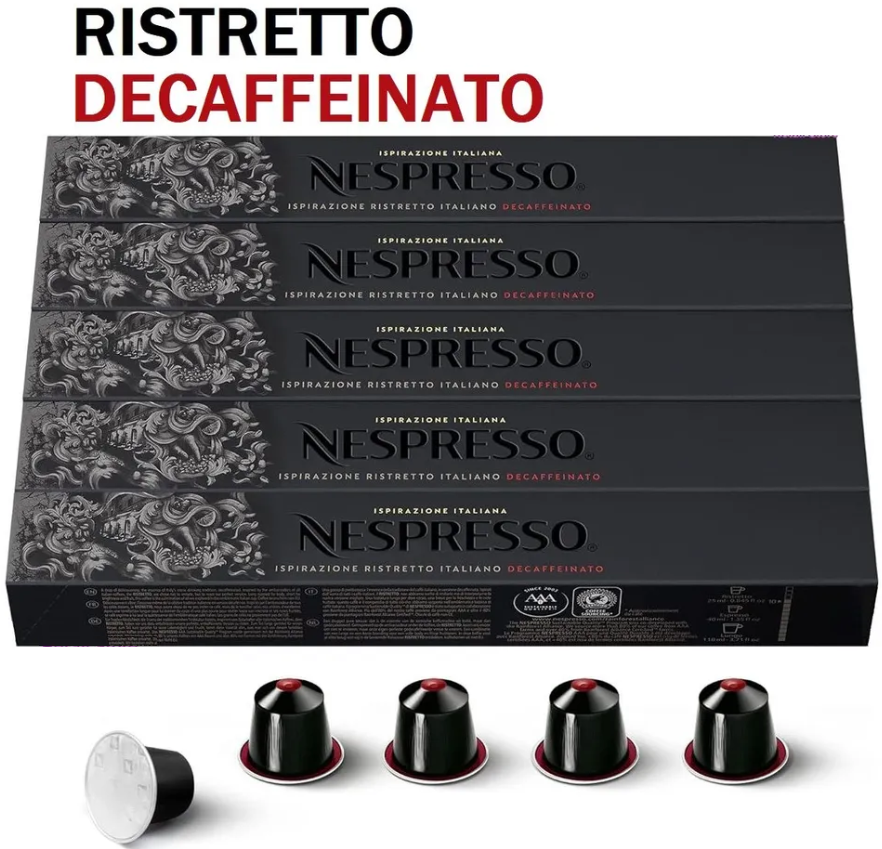 Кава в капсулах Nespresso Ristretto Decaffeinato — Кава в капсулах Неспресо (тубус 10 капсул), фото 1