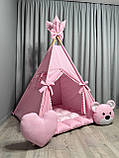 Вігвам Рожевий світ 2 БОНБОН + Плюш minky Повний комплект, вігвам для дівчинки, вігвам для дітей, дитячий вігвам, дитяча палатка, фото 4