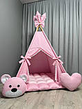 Вігвам Рожевий світ 2 БОНБОН + Плюш minky Повний комплект, вігвам для дівчинки, вігвам для дітей, дитячий вігвам, дитяча палатка, фото 5