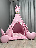 Вігвам Рожевий світ 3 БОНБОН + Плюш minky з Корзиною Повний комплект,вігвам для дівчинки, вігвам для дітей, дитяча палатка, вігвам, фото 4