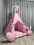 Вігвам Рожевий світ 3 БОНБОН + Плюш minky з Корзиною Повний комплект,вігвам для дівчинки, вігвам для дітей, дитяча палатка, вігвам, фото 7