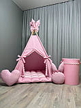 Вігвам Рожевий світ 3 БОНБОН + Плюш minky з Корзиною Повний комплект,вігвам для дівчинки, вігвам для дітей, дитяча палатка, вігвам, фото 5