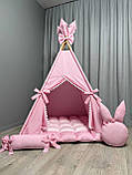 Вігвам Рожевий світ 4 БОНБОН + Плюш minky Повний комплект, вігвам для дівчинки, вігвам для дітей, дитячий вігвам, дитяча палатка, фото 7
