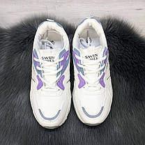 Кросівки жіночі білі з бузковим на об'ємній підошві Swin 4558, фото 5