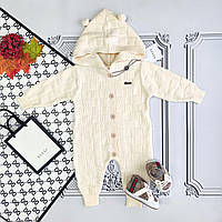 Дитячий в'язаний чоловічок з капюшоном, осінній ромпер для новонароджених