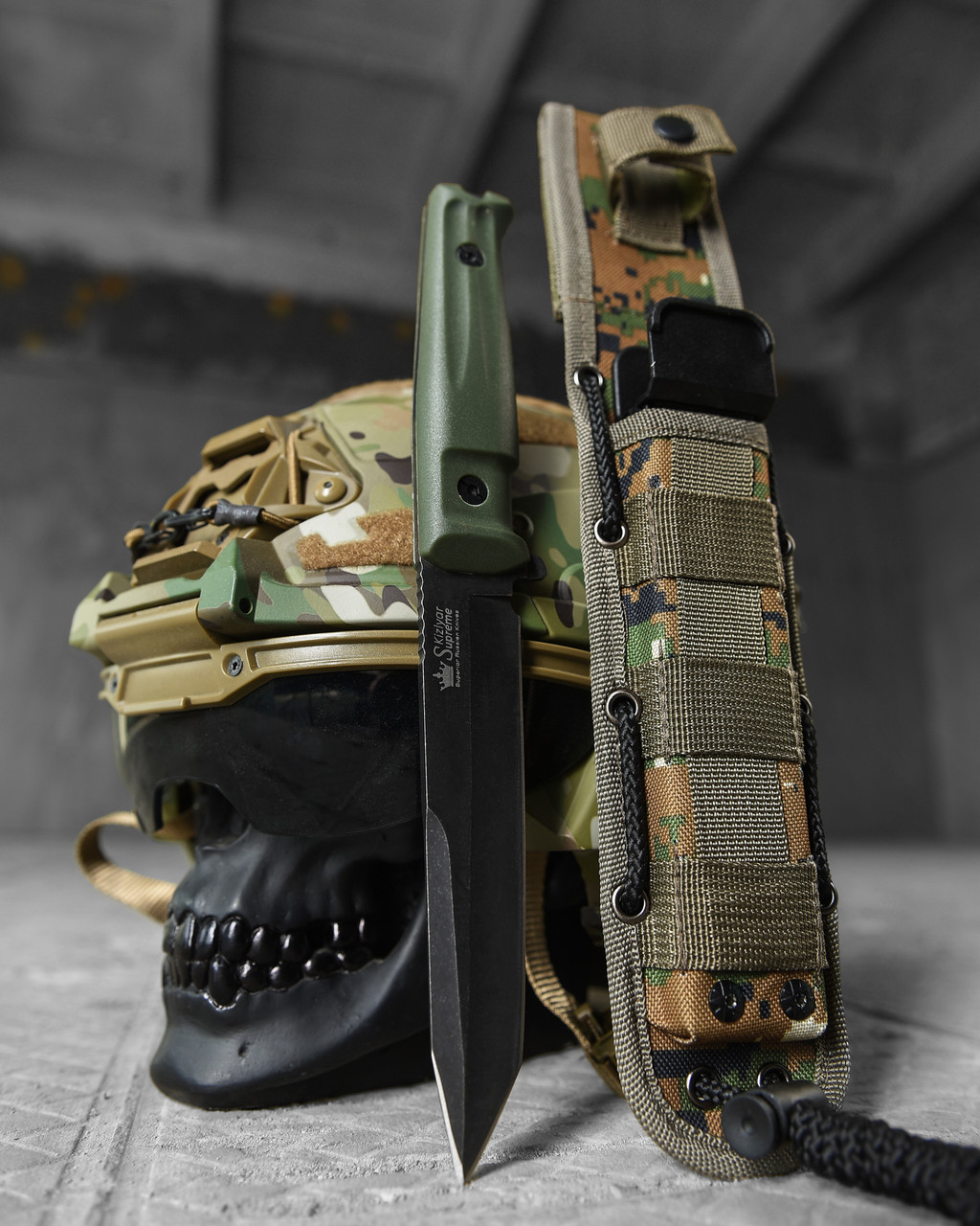 Ніж мисливський Aggressor D2 Stonewash green