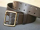 Ремінь офіцерський Рremium Lux натуральна шкіра коричневий №2 / 120 см, фото 8