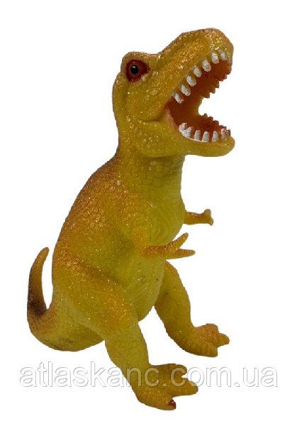 Іграшка силіконова антистрес, Динозавр жовтий із коричневою смугою 10 см. 07134, фото 1