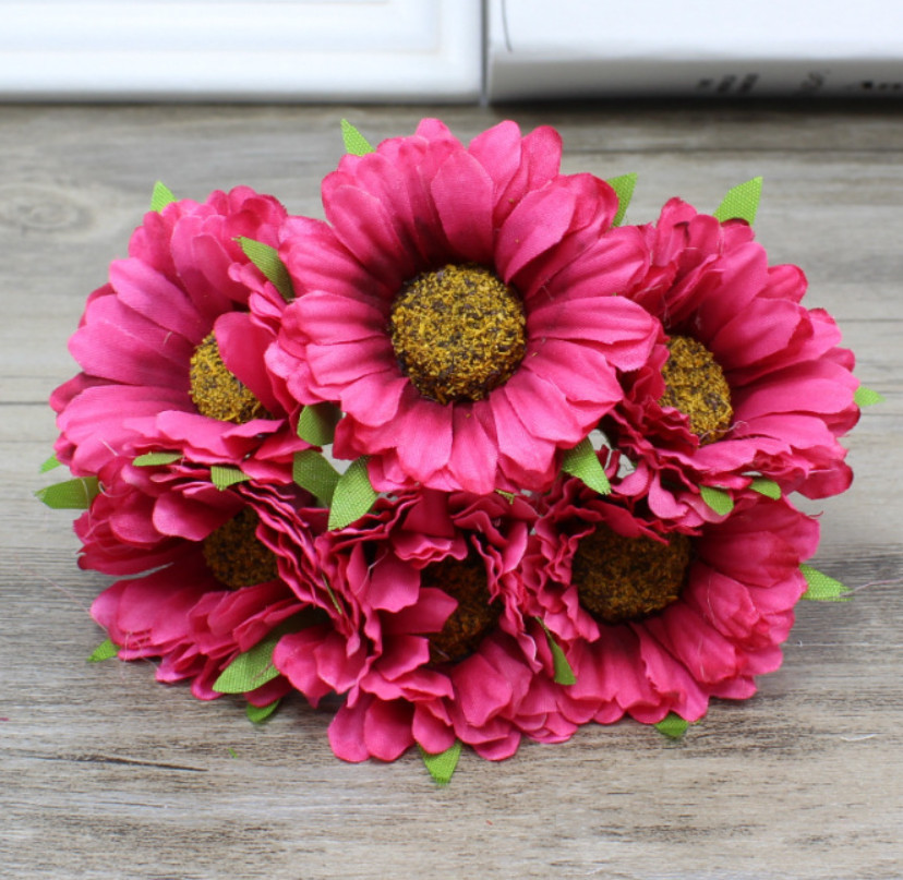 Букетик хризантем 4 см, малиновий