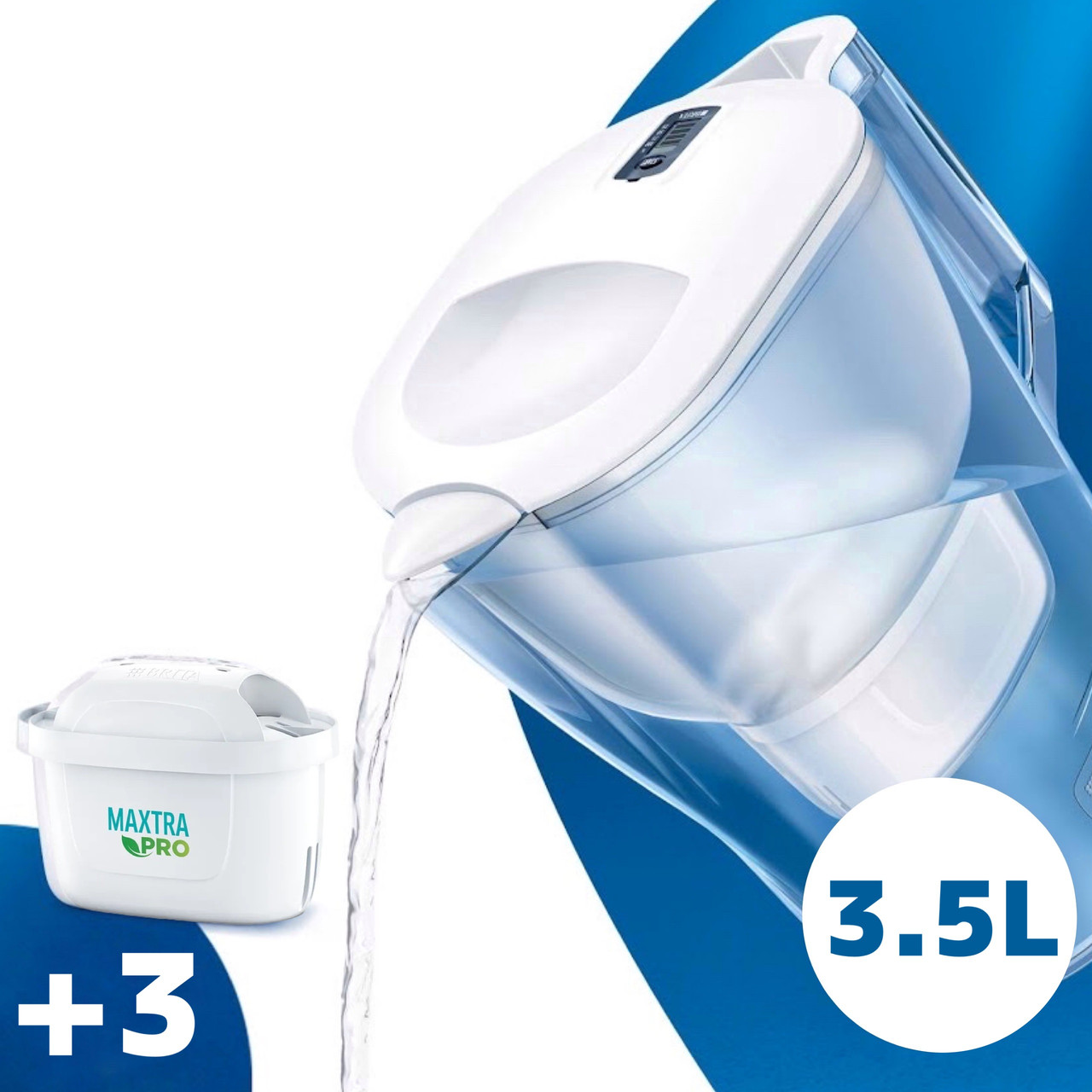 Фільтр води для дому Brita Aluna XL Великий фільтр глечик 3,5 л Білий + Картриджі 3 шт