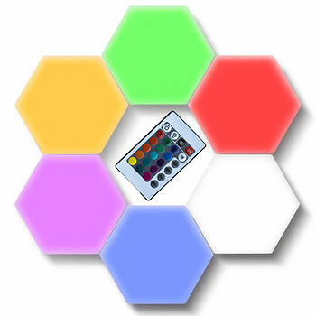Модульна настінна світлодіодна лампа RGB 6 шт. з живленням батарейок та пультом керування Led Lighted