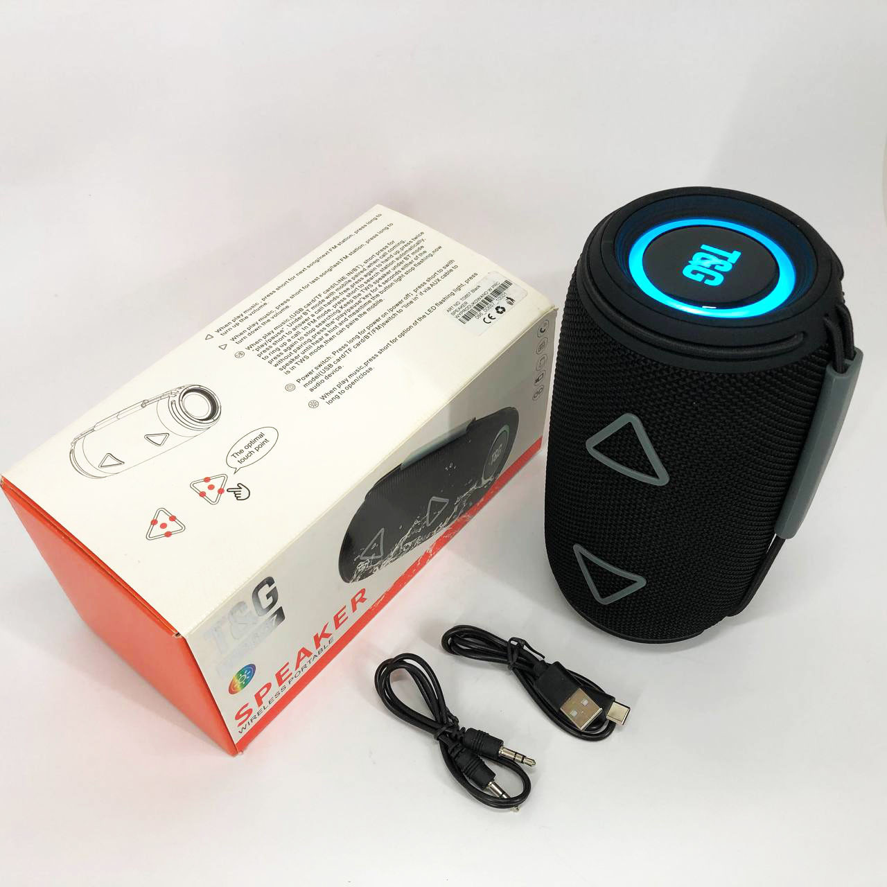 Bluetooth-колонка TG657 з RGB підсвічуванням 1500 mAh, Bluetooth колонка для гарної музики. Колір: чорний, фото 1