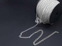 Ланцюжок для біжутерії (декору) з роз'ємними ланками. Колір "світле Срібло". 7.5мм / Ланцюжок для біжутерії (декору) з роз'ємними