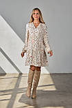 Зручна сукня для вагітних та годуючих із щільної віскози Alicia S Юла мама Молочний з принтом, фото 2