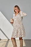 Зручна сукня для вагітних та годуючих із щільної віскози Alicia S Юла мама Молочний з принтом, фото 3