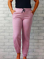 Женские спортивные штаны оптом теплые на флисе с карманами низ на резинке розовый сиреневый р.46 48 50 52 54