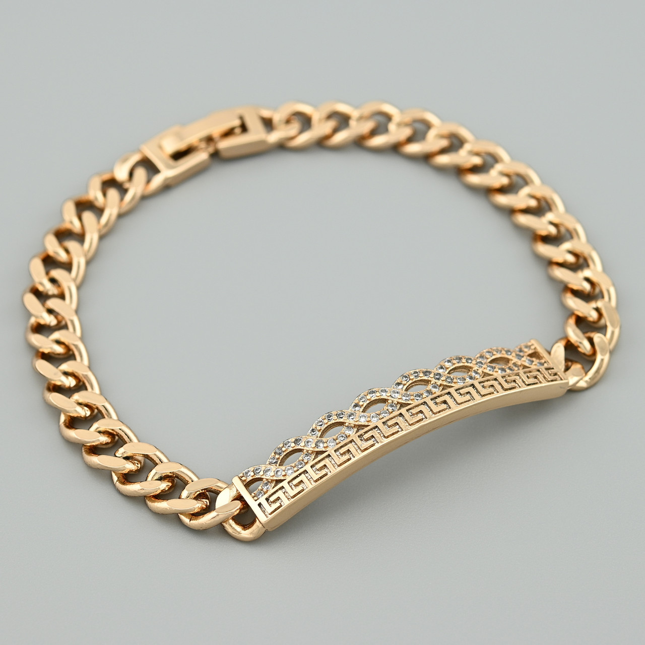 Браслет Венеція 46739 ширина 6.5 мм білі фіаніти позолота 18К довжина 19, фото 1