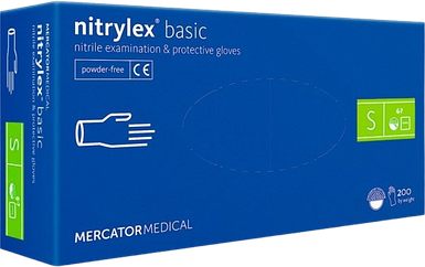 NITRYLEX® BASIC рукавички нітрилові, S (Малайзія) blue (50пар)