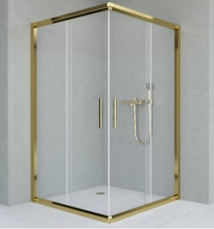 Душова кабіна Aquanil INDIANA, 80х80х190, двері розсувні, скло прозоре 6 мм, профіль золото БЕЗ ПІДДОНА, фото 1