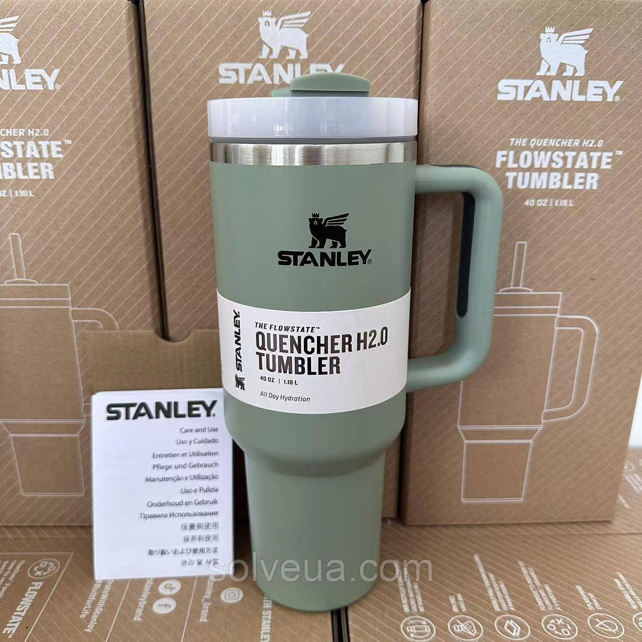 Термос термочашка Stanley Quencher H2.0 Tumbler з нержавіючої сталі Олива 1,18 л KT6007801 - B4-Уцінка, фото 1