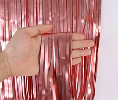 Фольгована шторка "Смужка" сатинова рожеве золото (1х2м.) 1шт.