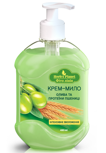 Крем-мило Оливка та протеїни пшениці, 480 мл, Herb`s Planet (Оригінал)