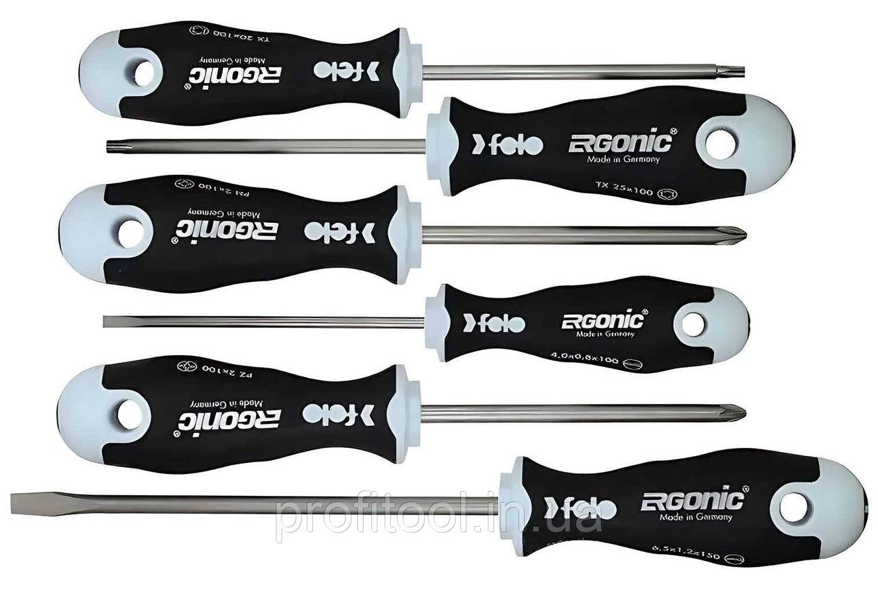 Набір викруток FELO INOX ERGONIC; 4,0х100 / 6,5х125 / Pz2x100 / Ph2x100 / TX20x100 / TX25x100; нержавіюча сталь; (40086118), фото 1