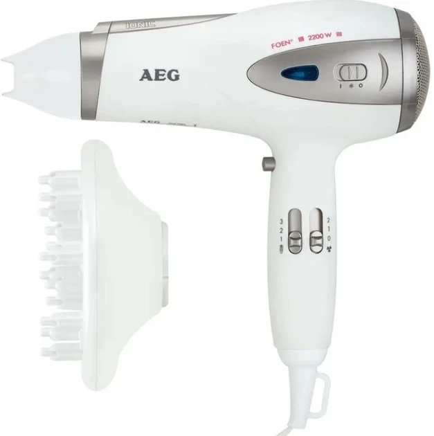 Фен з іонізацією AEG HTD 5584 (2200 Вт, 3 рівні обдуву, холодний режим, концентратор)