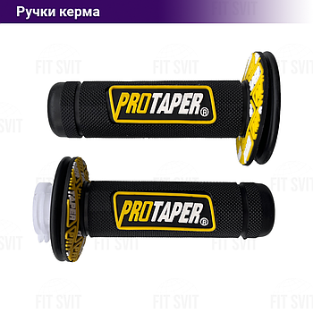 Грипси PROTAPER - ручки керма на скутер, мопед, мотоцикл із вставкою чорно-жовтого кольору, 2 шт.