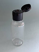 Флакон косметичний прозорий (пляшка) з чорним фліпом, 10 мл.