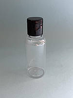 Флакон косметичний прозорий (пляшка) з чорним фліпом, 15 мл.