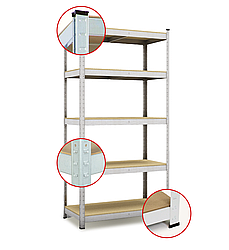 Стелаж | 150х70х30 см | металік | 5 полиць МДФ | універсальний  | оцинкований | міцний | не псує підлогу