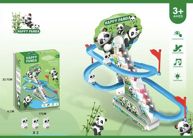 Музична іграшка-трек пандочки на гірці 3307 "Happy Panda", білий з синім