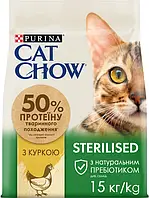 Cat Chow Sterilized 15кг- корм для стерилизованных котов с курицей