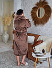 Халат махровий жіночий БАТАЛ 2XL-5XL довгий З КАПЮШОНОМ КАПУЧІНО 1024, фото 8