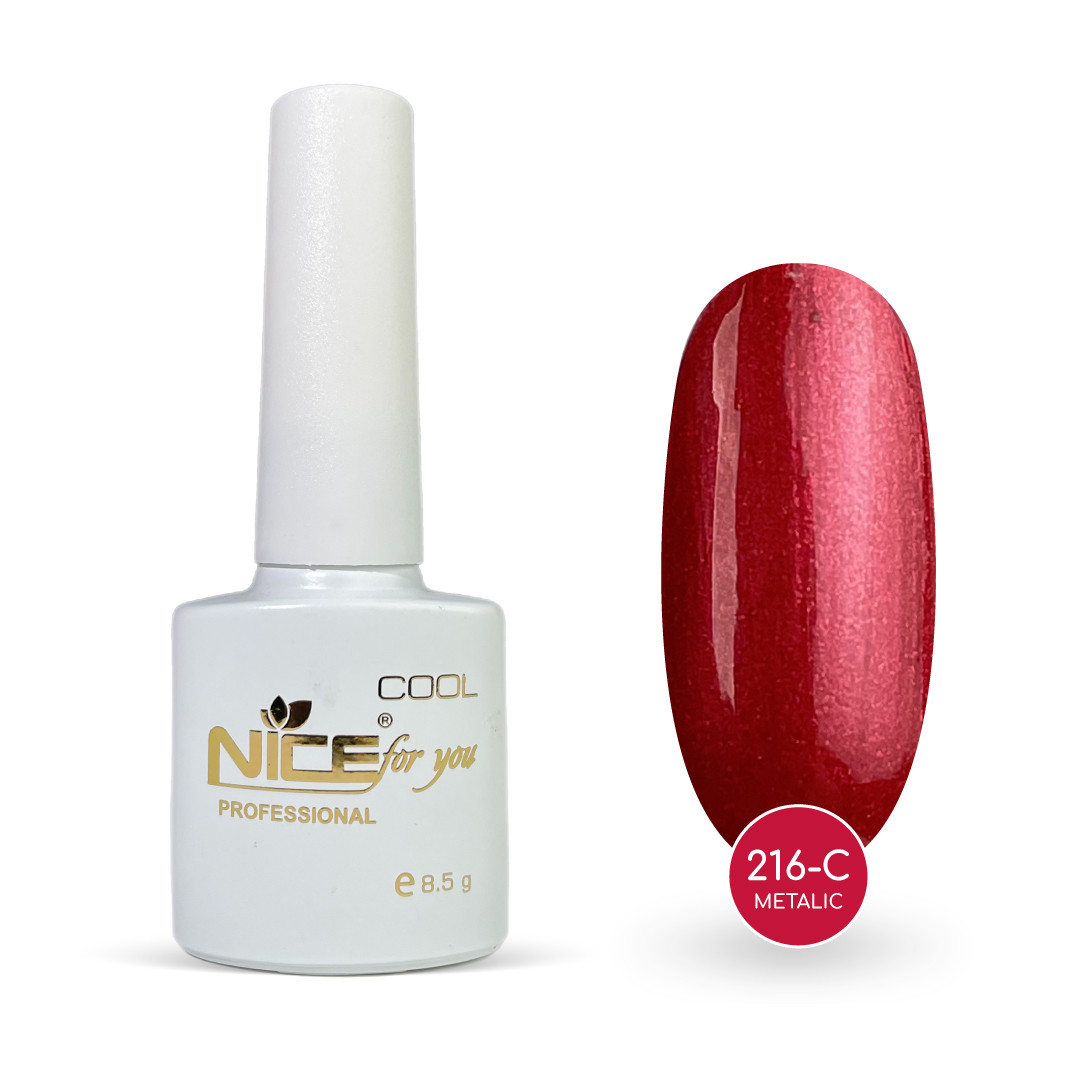 Гель-лак Nice for you Metalic Cool 216-С Малиновий 8.5 г