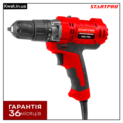 Дриль електричний 950 Вт Start Pro SED-950 Дві швидкості Швидкозатискний патрон 10 мм, фото 1