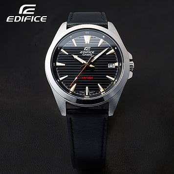 Чоловічий круглий наручний годинник кварцовий з датою водонепроникний оригінал Casio Edifice EFV-140L-1A