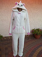 ( S - 44 р ) Disney женская пижама кигуруми флисовый комбинезон кошка белая кошка Б / У