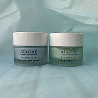 Маска із зеленим чаєм + скраб-пілінг (ексфоліант) ATACHE Green Tea Mask 50 мл + ATACHE Exfoliating Scrub 50 мл