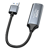 HDMI в USB зовнішня відеокарта відеозахоплення для ноутбука ПК, адаптер оцифровка запис 60к/с ХДМІ в ЮСБ ( HDMI Video Capture card, фото 3