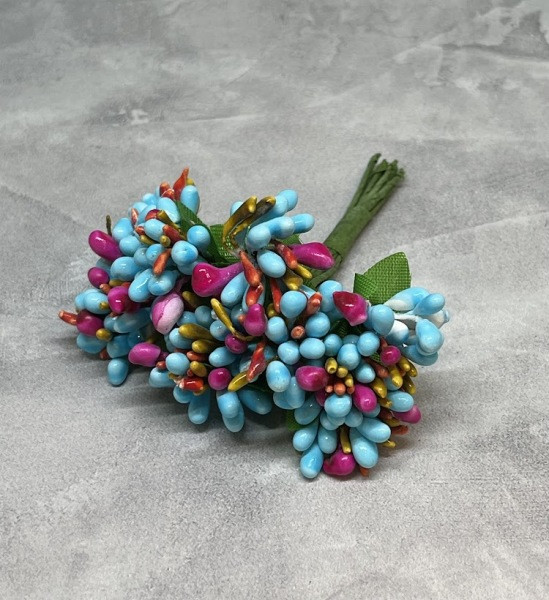 Тичинка (3-х кольорова), малиновий-голубий-помаранчовий, букет, Різнокольоровий, фото 1