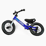 Біговел дитячий Corso Navi NV-12645 Синій, надувні колеса 12" дюймів, підніжка, підставка для ніг, велобіг, фото 3