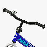 Біговел дитячий Corso Navi NV-12645 Синій, надувні колеса 12" дюймів, підніжка, підставка для ніг, велобіг, фото 5