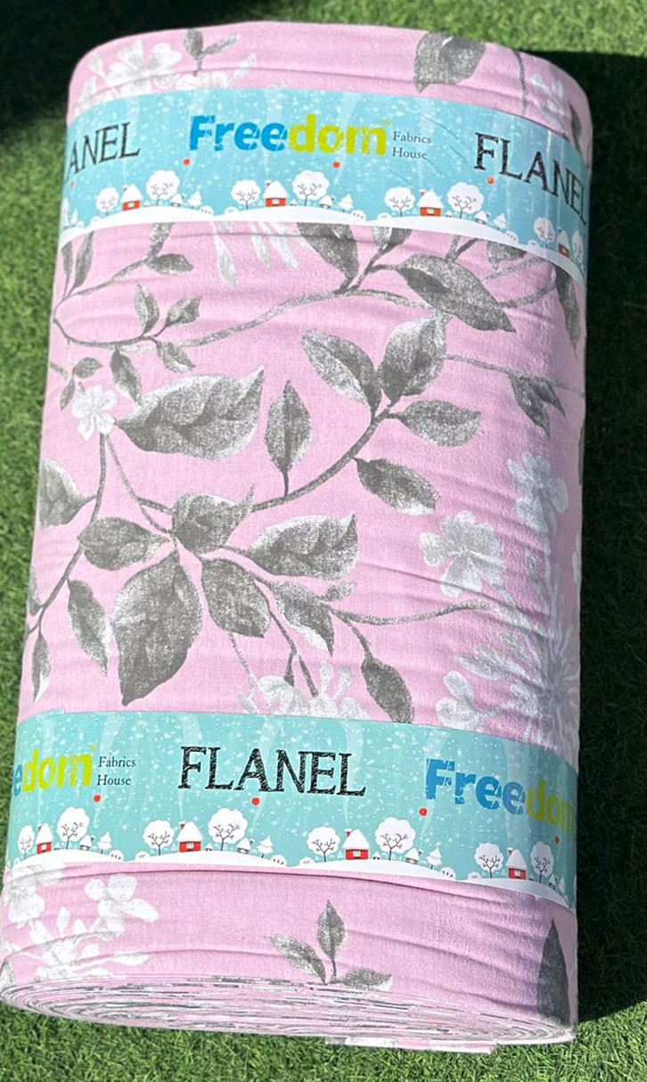 Ніжно-рожева тканина 240 см для постільної білизни Фланель (байка) 100% бавовняна набивна з квітковим малюнком, рулон 25 м